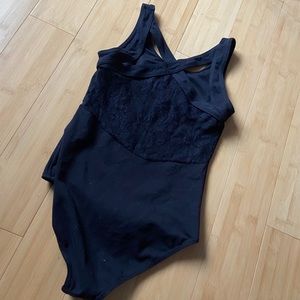 lace-back black ballet leotard like-new